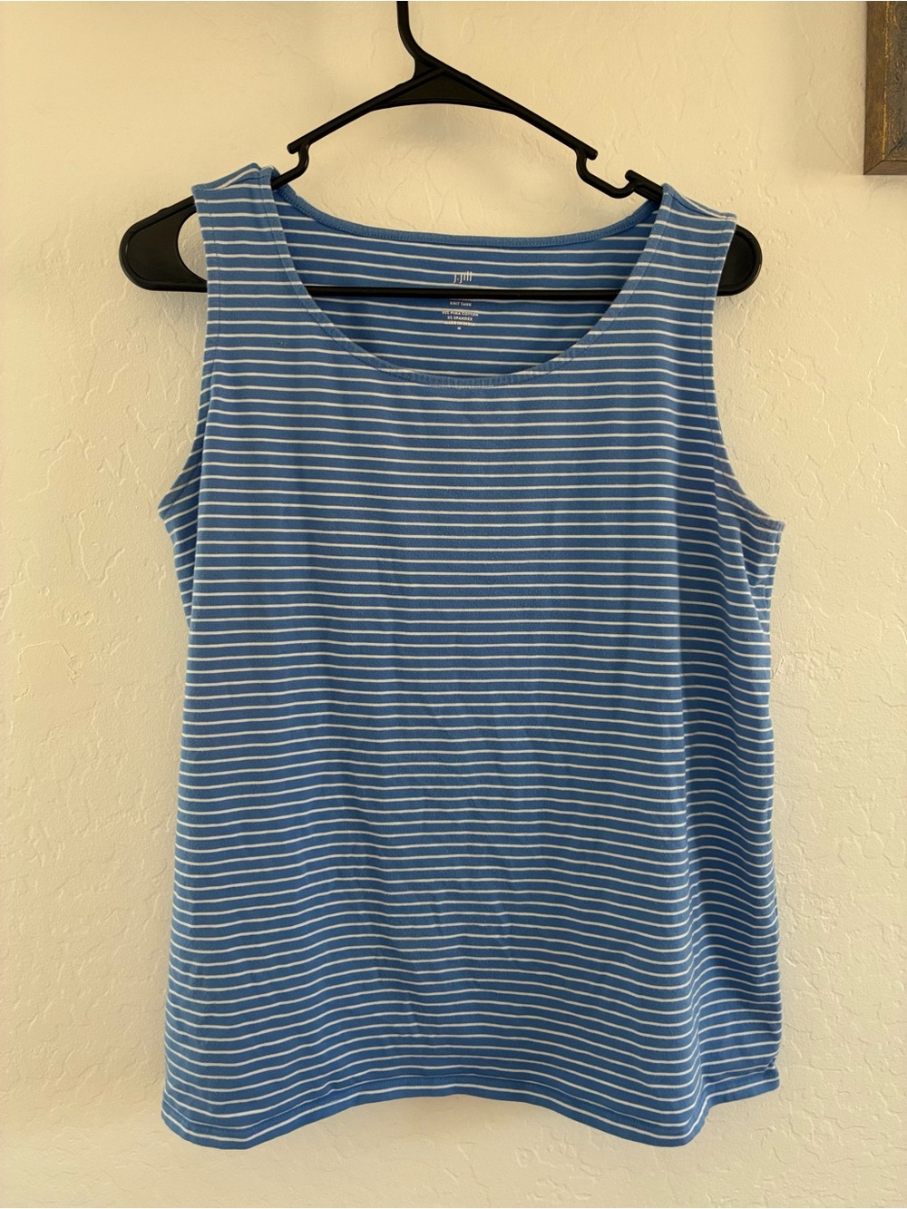 J. Jill Blue White Striped Pima Stretch Knit Tank Top Size M EUC